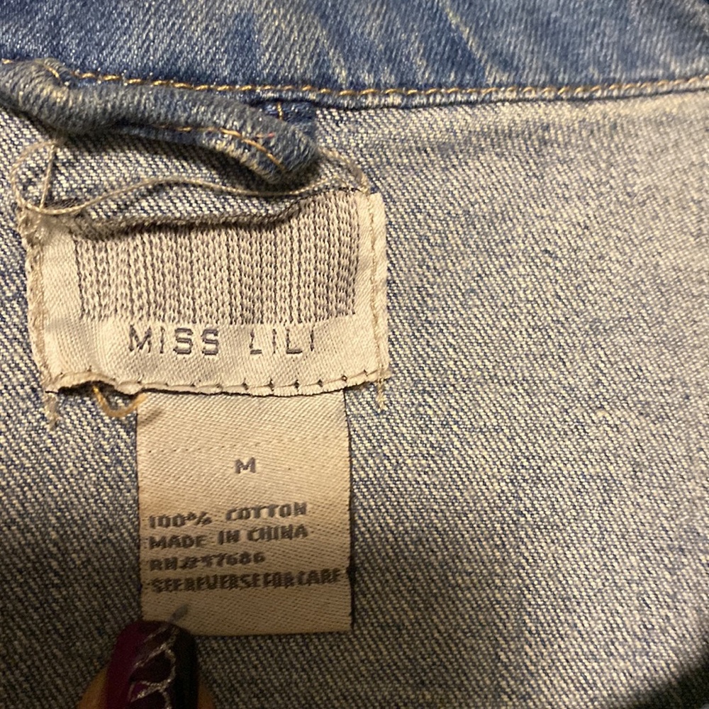 Miss Lili Blue Distressed Customized Splattered Paint Jean Vest Jacket - Picture 10 of 11